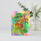 Rainbow Parrot Parade Briefkaart (Staand voorkant)