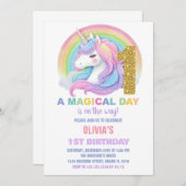 Rainbow Parties scintillant Unicorn Invitations d' (Devant / Derrière)