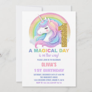 Rainbow Parties scintillant Unicorn Invitations d'