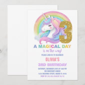 Rainbow Parties scintillant Unicorn Invitations d' (Devant / Derrière)