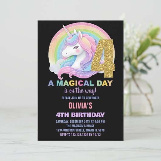 Rainbow Parties scintillant Unicorn Invitations d' (Debout devant)