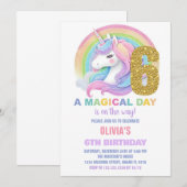 Rainbow Parties scintillant Unicorn Invitations d' (Devant / Derrière)