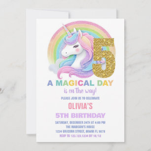 Rainbow Parties scintillant Unicorn Invitations d'
