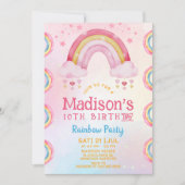 Rainbow Party 10e anniversaire Invitation (Devant)