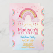 Rainbow Party 10e anniversaire Invitation (Devant / Derrière)