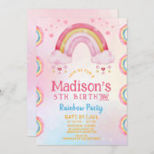 Rainbow Party 5e anniversaire Invitation (Devant / Derrière)