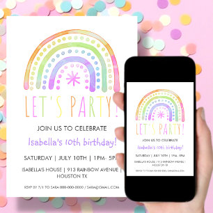 Rainbow Party Invitation d'anniversaire