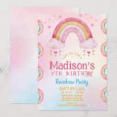 Rainbow Party Uitnodiging voor verjaardag (Voorkant / Achterkant)