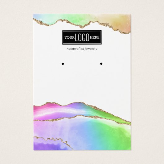 Rainbow Pastel Agate Earring Display Visitekaartje (Voorkant)