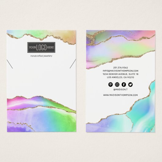 Rainbow Pastel Agate Jewelry Necklace Display (Devant & derrière)