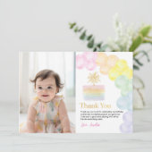 Rainbow Pastel Balloon Anniversaire Carte de remer (Debout devant)
