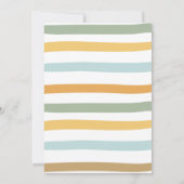 Rainbow Pastel Boho Muted Blue Boy First Birthday Kaart (Achterkant)