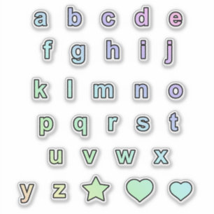 Rainbow Pastel Colors Lower Hoesje Letters Alphabe Sticker