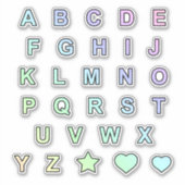 Rainbow Pastel Colors Monogram Letters Alphabet Sticker (Voorkant)