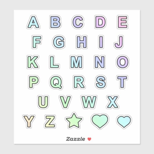 Rainbow Pastel Colors Monogram Letters Alphabet Sticker (Vel)