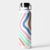 Rainbow Pastel Colors Wavy Brusstrokes Waterfles (Achterkant)