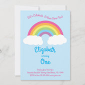 Rainbow Pastel Cute Kinder 1st Birthday Party roze Kaart (Voorkant)