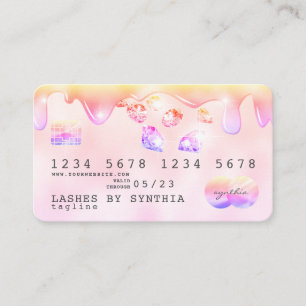 Rainbow pastel drip Creditcard hologram diamanten Visitekaartje