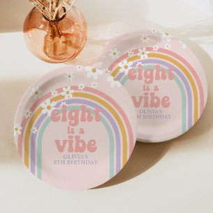 Rainbow Pastel Eight is een Vibe 8e verjaardag Papieren Bordje