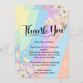 Rainbow Pastel Floral Small Business Appreciation Bedankkaart (Voorkant / Achterkant)