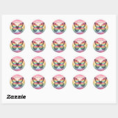 Rainbow Pastel Glitter Butterfly - Dank u - Ronde Sticker (Vel)