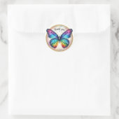Rainbow Pastel Glitter Butterfly - Dank u - Ronde Sticker (Tas)