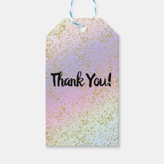 Rainbow Pastel Gold Glitter Fantasy Birthday Party Cadeaulabel (Voorkant)