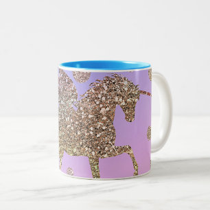 Rainbow Pastel Gold Stippen Unicorn Trendy Girls Tweekleurige Koffiemok