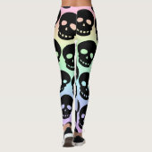 Rainbow Pastel Goth Skulls Big Print Leggings (Dos)