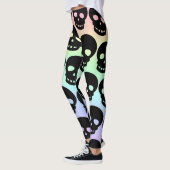 Rainbow Pastel Goth Skulls Big Print Leggings (Gauche)