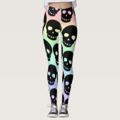 Rainbow Pastel Goth Skulls Big Print Leggings (Devant)