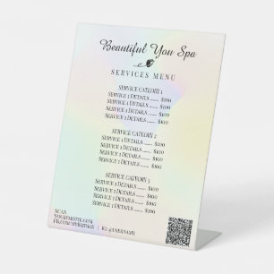 *~* Rainbow Pastel Hologram Table Pedestal Sign Reclamebord Met Voetstuk