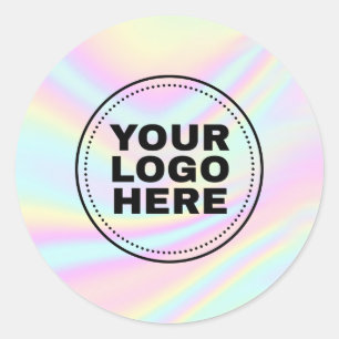 Rainbow Pastel Holographic Custom Logo Ronde Sticker