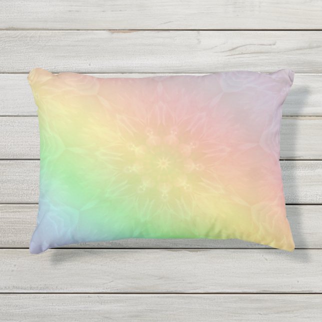 Rainbow Pastel Mandala design Buitenkussen (Voorkant)