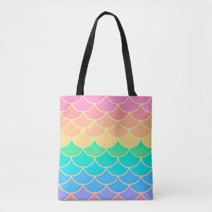 Rainbow Pastel Mermaid Scales Seamless Pattern Draagtas