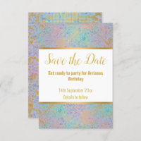 RAINBOW PASTEL PARTIES SCINTILLANT OR RÉPONSE RSVP