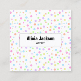 Rainbow Pastel Polka Dots Abstract Vierkante Visitekaartje