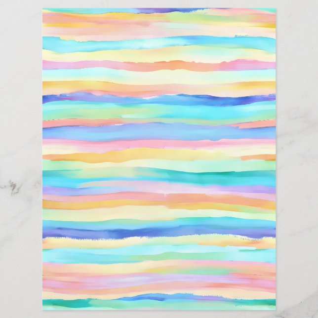 Rainbow Pastel rayures papier de scrapbook (Devant)