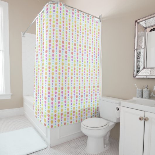 Rainbow Pastel Stippen Pattern Douchegordijn (In situ)