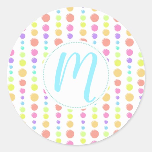 Rainbow Pastel Stippen Pattern Ronde Sticker (Voorkant)