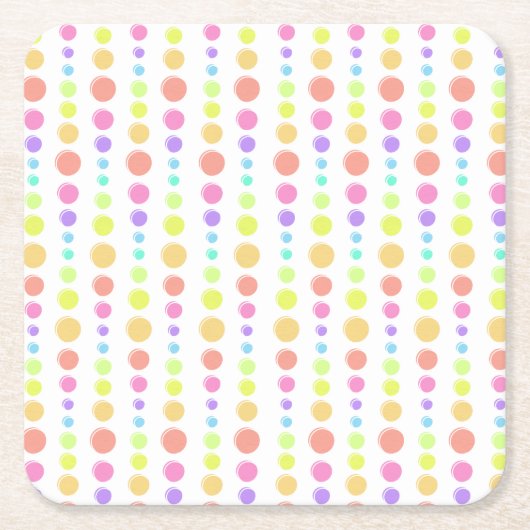 Rainbow Pastel Stippen Pattern Vierkante Kartonnen Onderzetter (Voorkant)