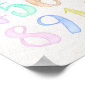 Rainbow Pastel Waterverf Nummers Kinder Educationa Poster (Hoek)