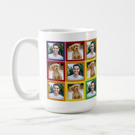 Rainbow Patchwork Pet Photo Squares Pattern Koffiemok (Links)
