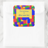 Rainbow Patchwork Quilt Abstract Design Bookplate Vierkante Sticker (Tas)