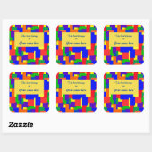 Rainbow Patchwork Quilt Abstract Design Bookplate Vierkante Sticker (Vel)