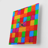 Rainbow Patchwork Quilt Color Grid Abstract Vierkante Klok (Hoek)