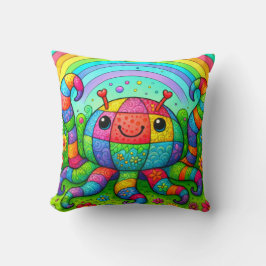 Rainbow Patchwork Whimsical Colorful Octopus Kussen