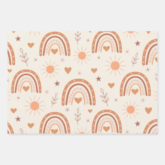 Rainbow-patroon van terracotta boho inpakpapier vel (Voorkant)