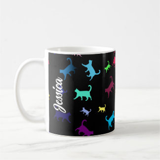 Rainbow Pattern Naam Monogram Katten Koffiemok