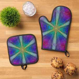 Rainbow pattern ovenwant & pannenlap set